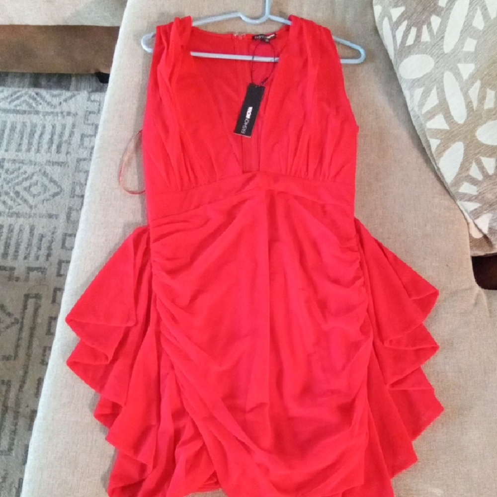 Fashion Nova Vibrant Red Asymmetrical Dress